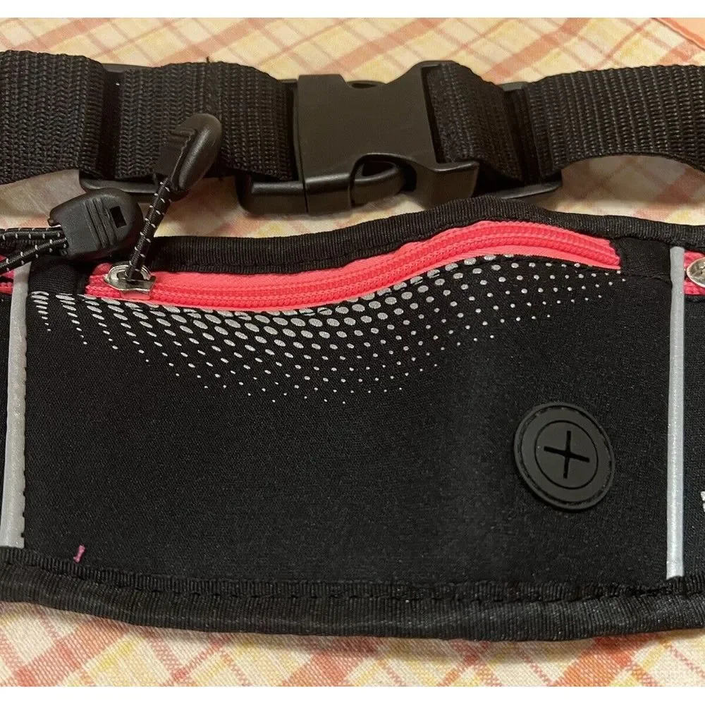 Hind Womens Running Utility Belt Waist Pack Flat Black Pink Adjustable GUC